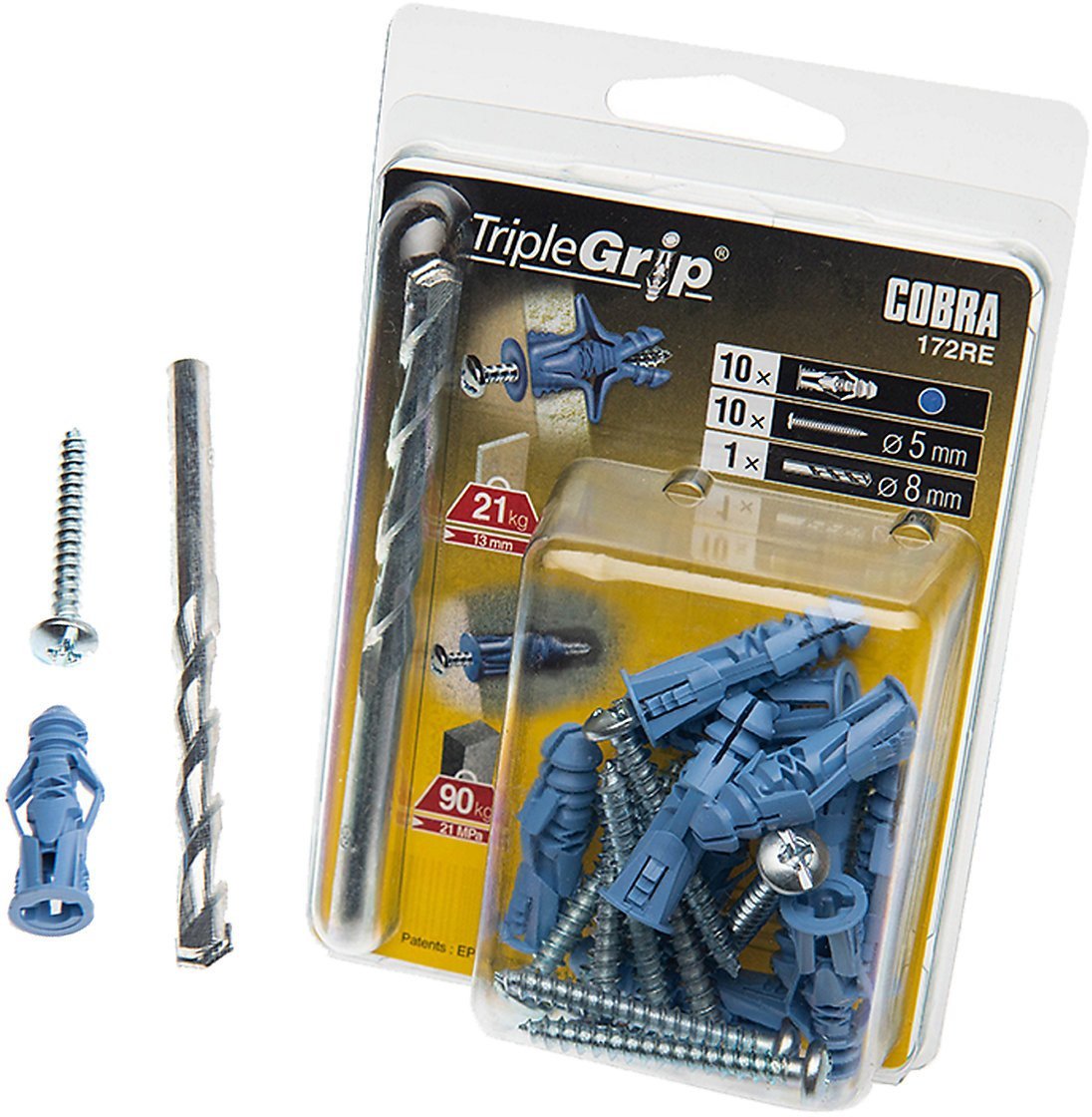 ANCHOR DRYW TRIPLE 5X32 PLAST BLU 10 PCS