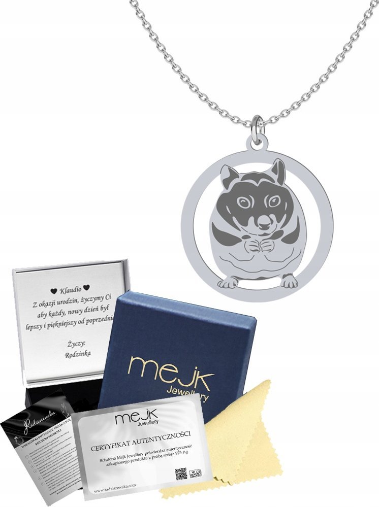 Radziszewska Jewellery Naszyjnik Srebrny CHOMIK Łańcuszek 925 Prezent Biżuteria GRAWER DEDYKACJA