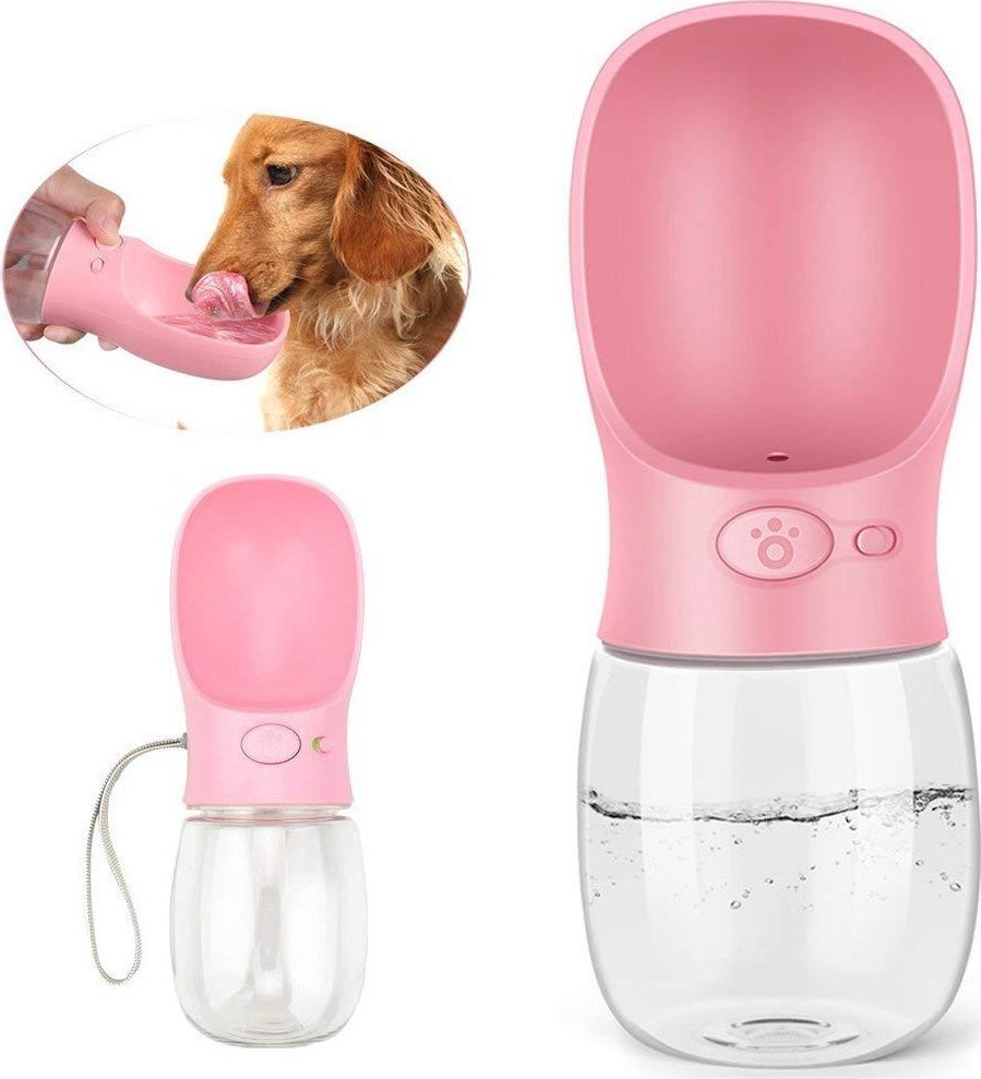 Mersjo Butelka turystyczna dla psa 350 ml różowa