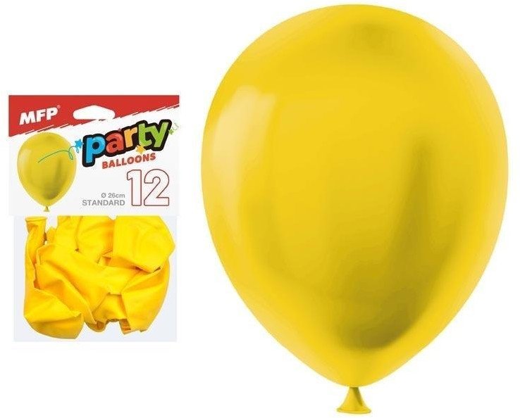 Balon dmuchany standard żółty 26cm 12szt