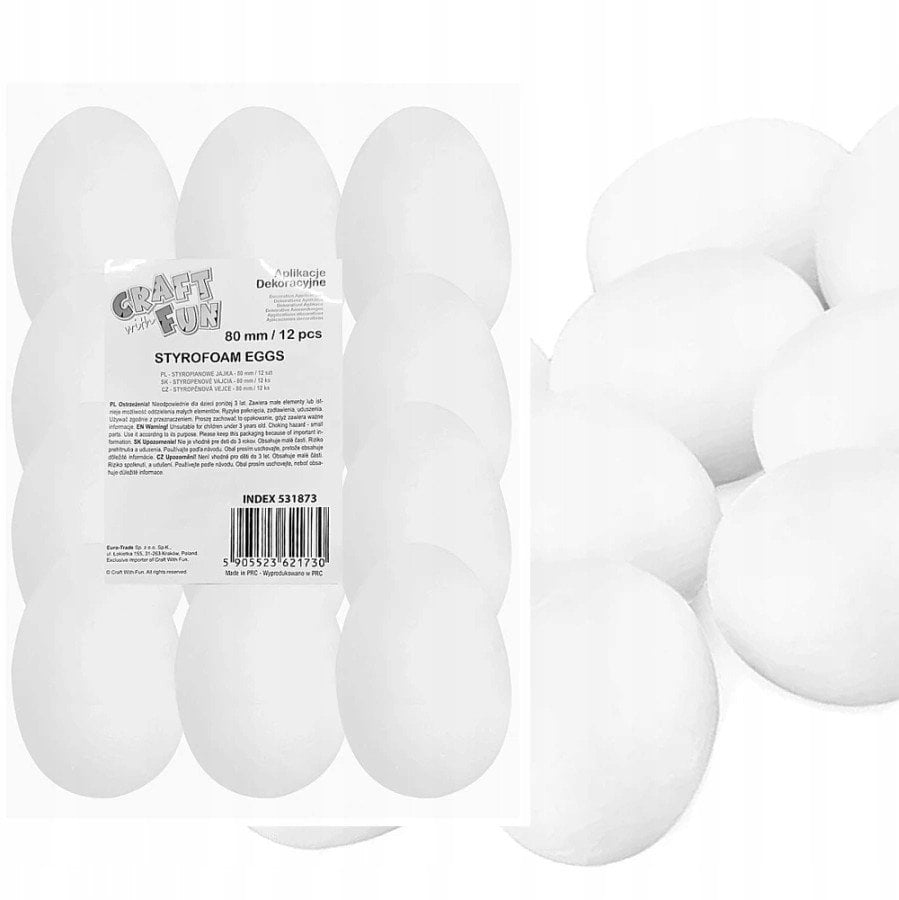 OZDOBA WN JAJKA STYROP 80MM 12SZT FOL 8/64