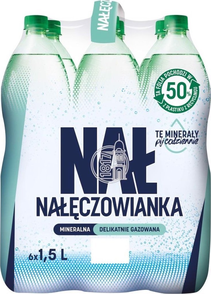 Woda Nałęczowianka Nałęczowianka Naturalna woda mineralna delikatnie gazowana 1,5 l x 6 sztuk