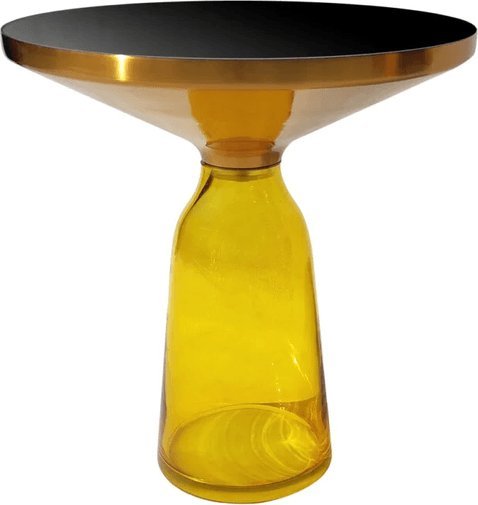 Artehome Bottle table stolik kawowy żółto-złoty osadzony na szklanej nodze 50/53 cm