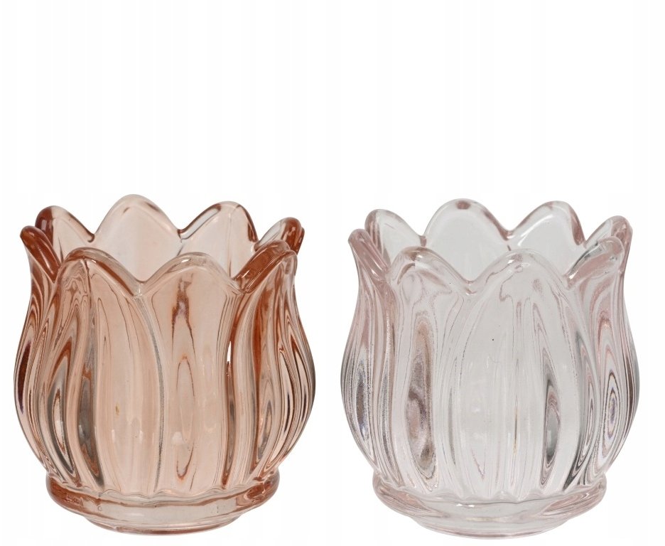 Kaemingk Świecznik ozdobny szklany przezroczysty kwiat 7x7cm 1szt