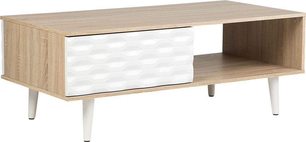 Beliani Stolik kawowy jasne drewno z białym SWANSEA