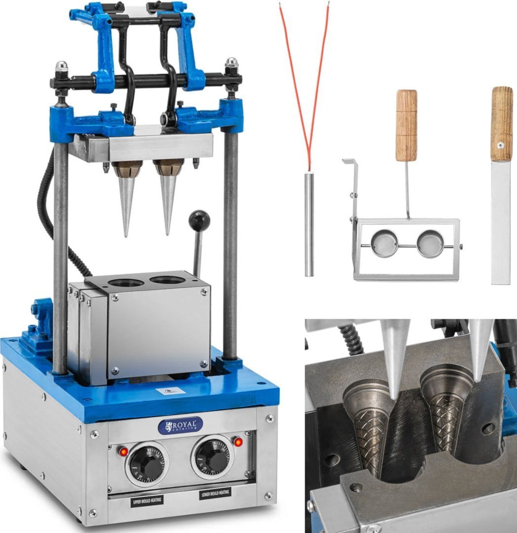 Royal Catering Waflownica maszyna do wypieku wafli rożków na lody 50 - 60 wafli / godz. 47 x 112 mm