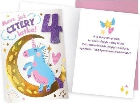 KUKARTKA Karnet Urodziny 4 jednorożec