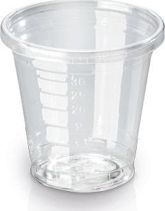Plastglas 3 cl snapseglas Ø45xH45mm Bionedbrydelig PLA Klar,30 pk x 100 stk/krt