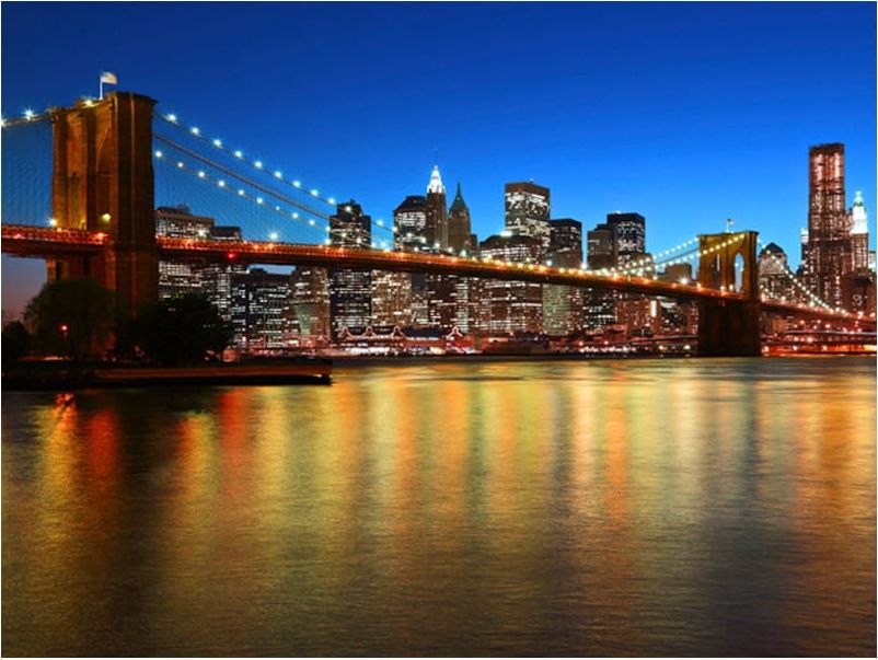 DecoNest Fototapeta - Zmierzch nad Mostem Brooklińskim - 200X154