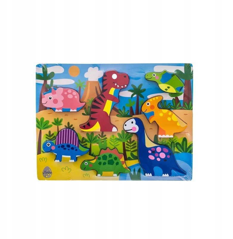 PUZZLE DREWNIANE DINOZAURY 30X30 8 ELEMENTÓW