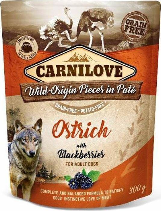 Carnilove Dog Pouch Ostrich Blackberries - mokra karma dla psa, struś z jagodami, saszetka 300g uniwersalny
