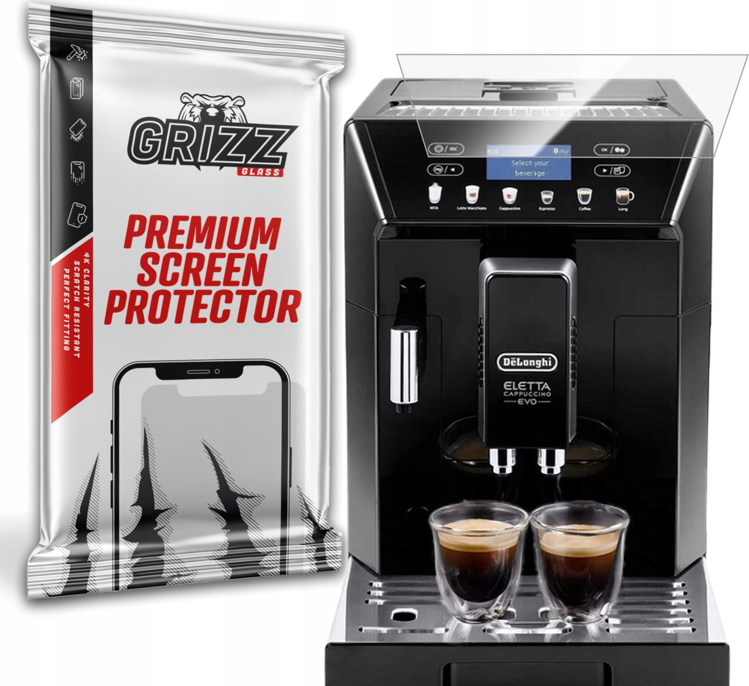 GrizzGlass Szkło hybrydowe HybridGlass do DeLonghi Eletta Capuccino EVO ECAM 46.860.B