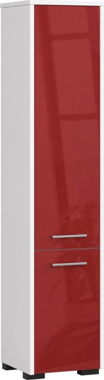 Fabryka Mebli Akord SŁUPEK REGAŁ ŁAZIENKOWY FIN 2 DRZWI BIAŁY / CZERWONY POŁYSK