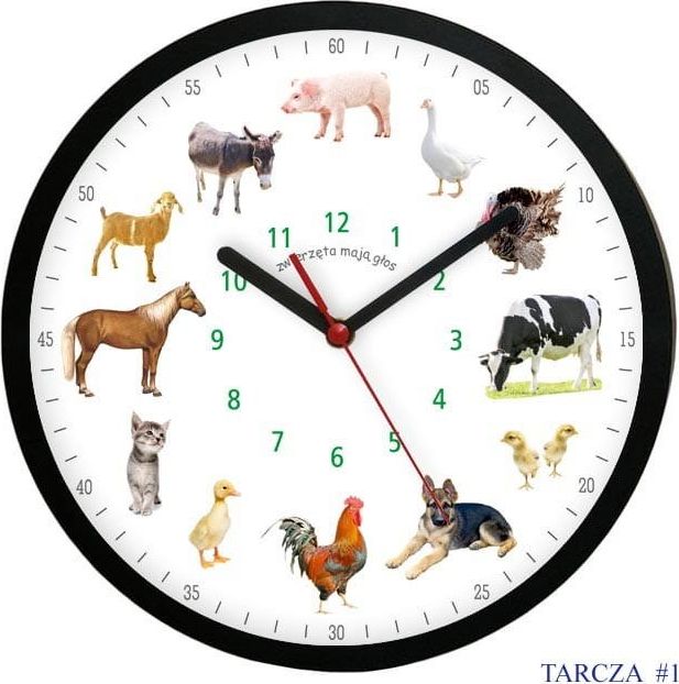 Atrix Zegar z głosami zwierząt Atrix ATE2013MZB T1 SW 30 cm uniwersalny