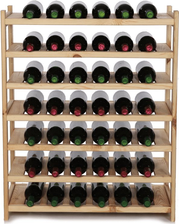 Wamar-Sosenka Regał drewniany na wino LSR 7 leżni na butelki Naturalny Półki na wino 7 szt, Drewno sosnowe