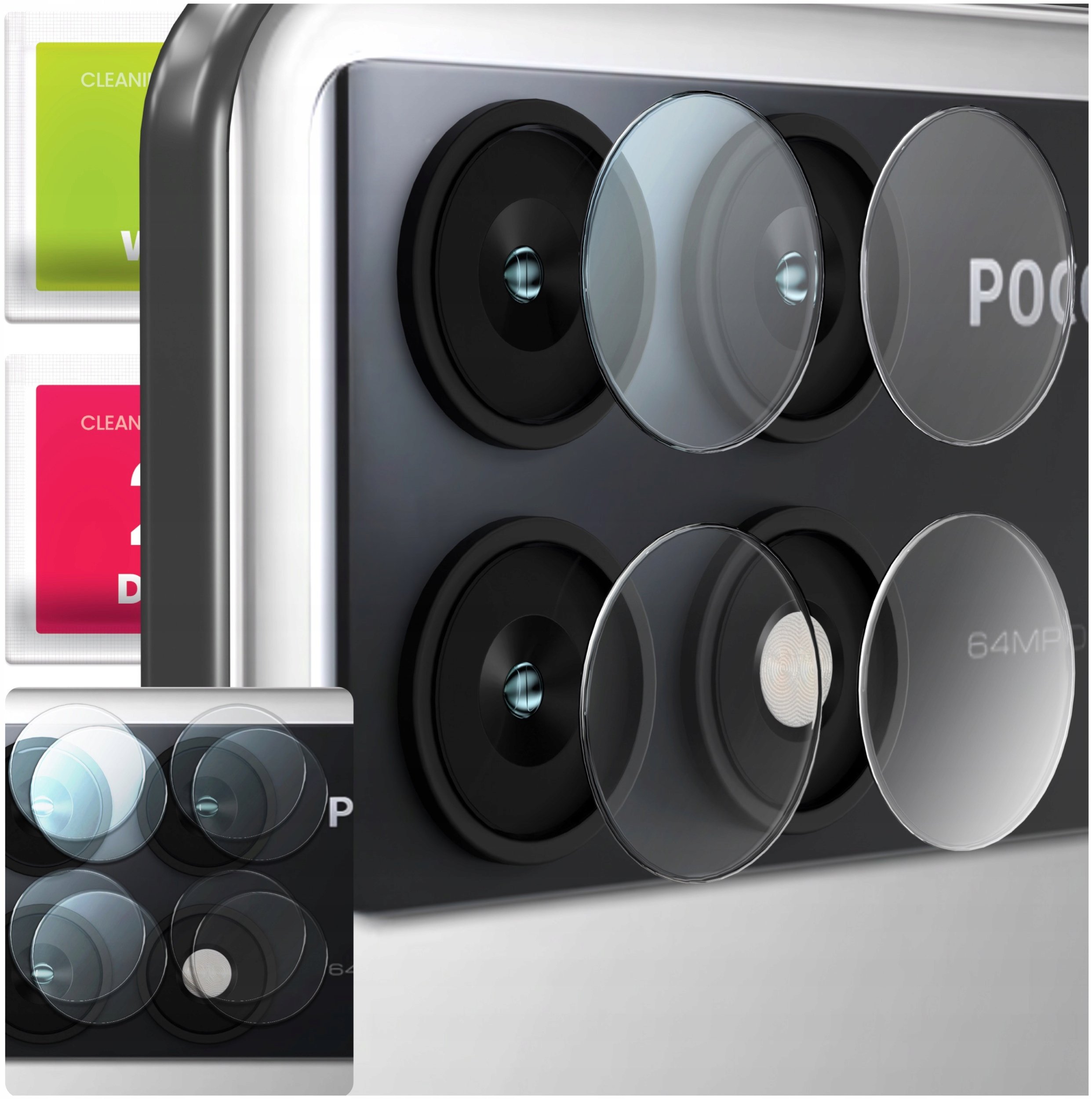 2-PAK Szkło Na Aparat Do Xiaomi Poco X6 Pro 5G (Hartowane, Na Obiektyw, 9H)