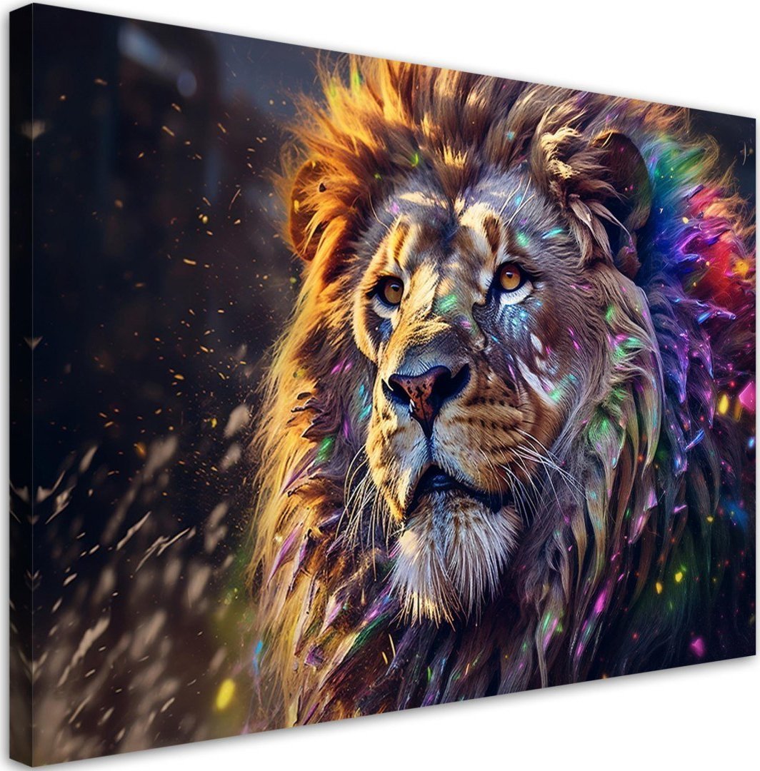 Feeby Obraz na płótnie, Lew Zwierzę Abstrakcja - 120x80
