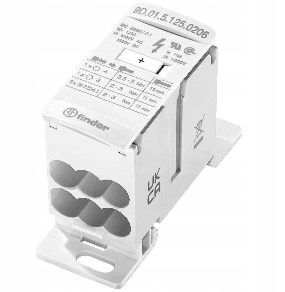 9D.01.5.125.0206 Blok rozdzielczy dystrybucyjny 125A wejście 2x35mm2 / wyjście 6x16mm2