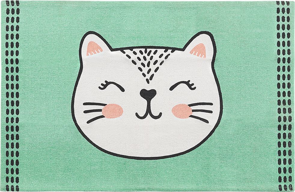 Beliani Dywan dziecięcy koci wzór 60 x 90 cm zielony HOWRAH