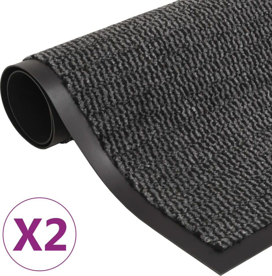 vidaXL Wycieraczki, 2 szt., prostokątne, 60 x 90 cm, antracytowe