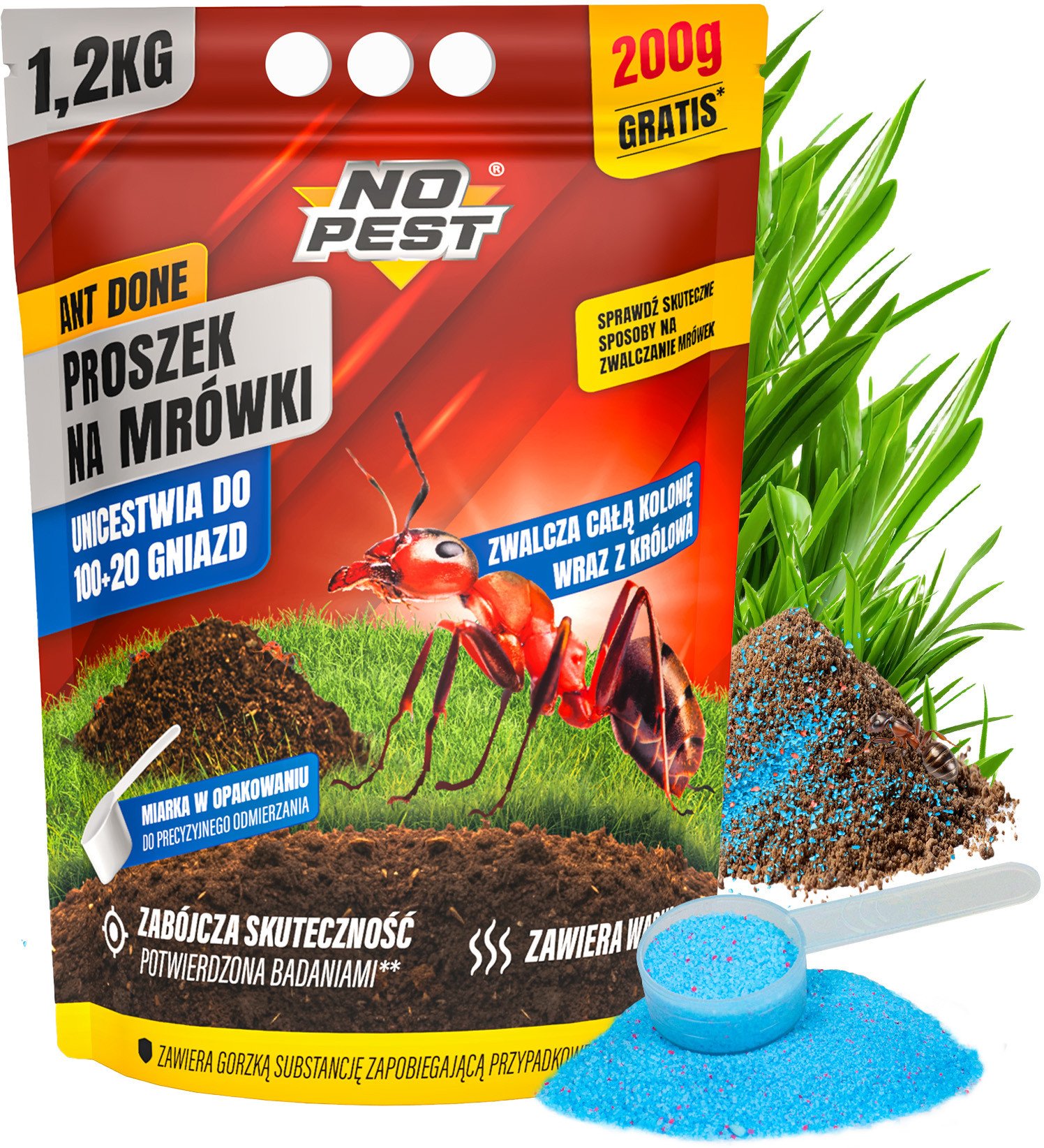 Proszek na Mrówki 1,2kg Środek Preparat Trutka na Mrówki Faraona Gniazda Mrówek Mrowiska Ant Done