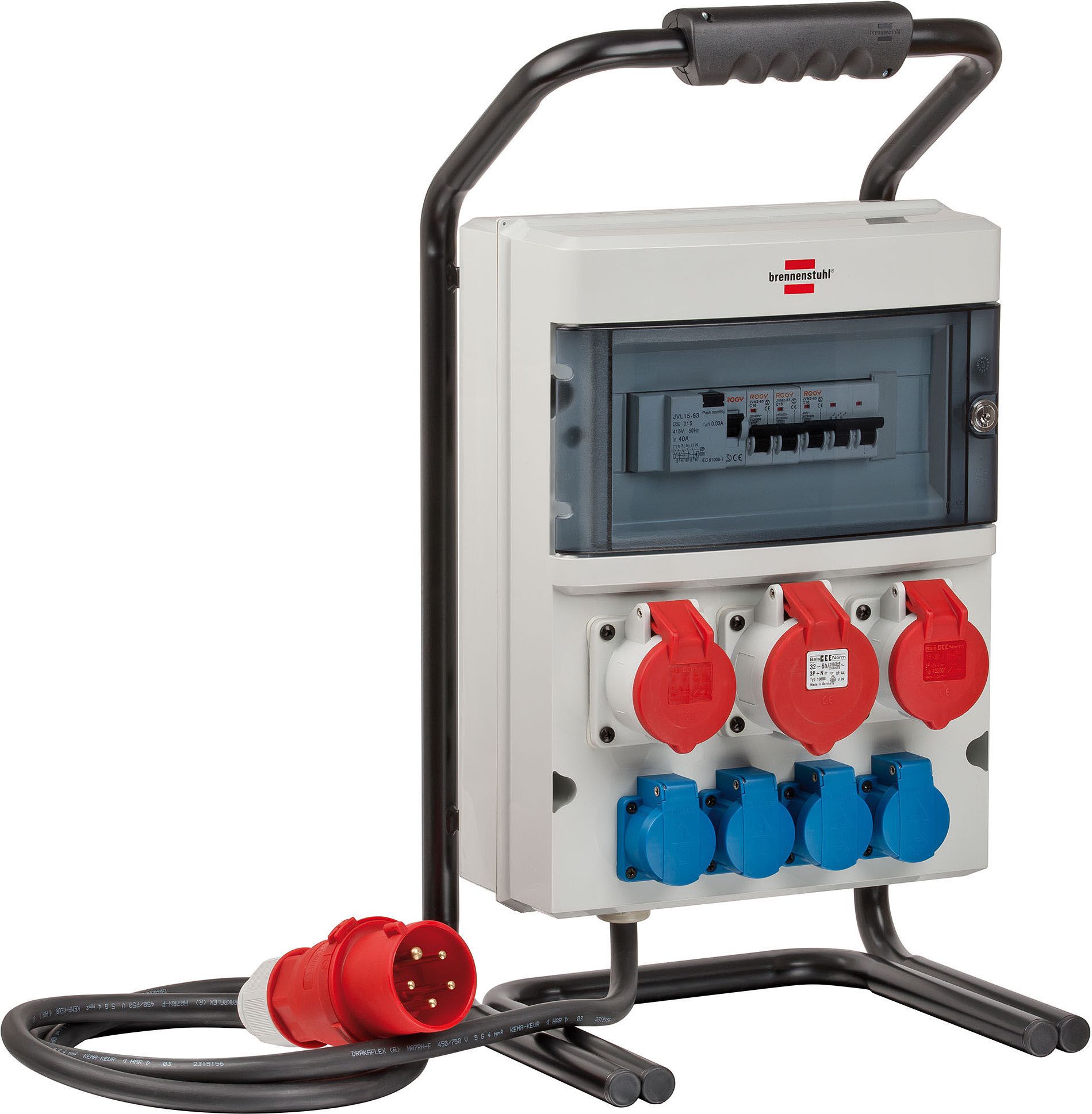 Brennenstuhl Rozdzielnica budowlana przenośna BSV 4/32 FS IP44 1xCEE 400V/32A + 2xCEE 400V/16A 4x230V/16A + zabezpieczenia (1154904)