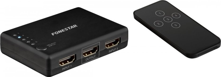 Fonestar Fonestar FO-22SW51 Przełącznik HDMI 5 x 1 (5 wejść x 1 wyjście) z pilotem. Automatyczne przełączanie po detekcji sygnału.