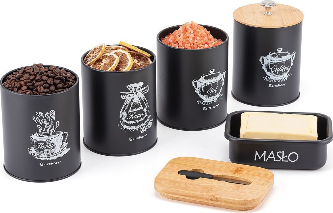 Elitehoff Zestaw 4 Pojemników Kuchennych I Maselniczka E-6055