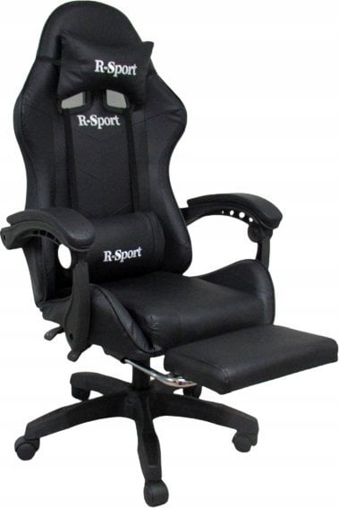 Fotel R-Sport Fotel Gamingowy K4 R-Sport CZARNY z podnóżkiem+masażer