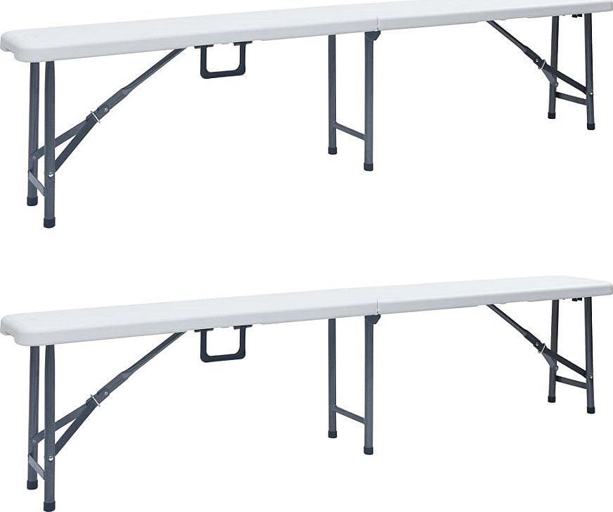 Elior Zestaw białych ławek ogrodowych - Estella