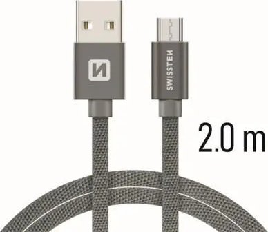Kabel USB Swissten USB-A - micro-B 2 m Szary (71522302)
