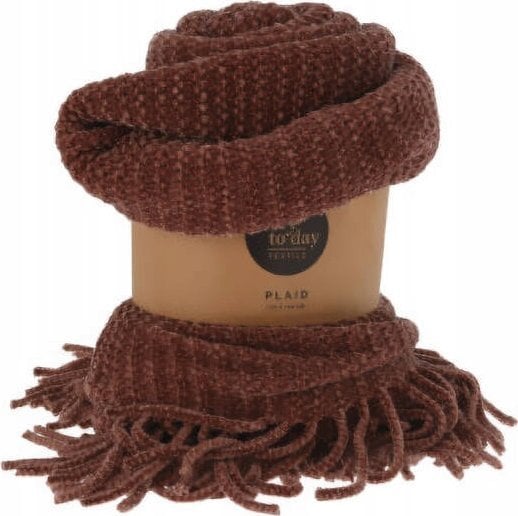 Home Styling Collection Kocyk boho z frędzlami, dzianinowy, 120 x 150 cm