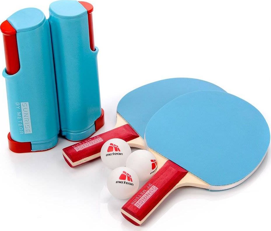 Meteor Zestaw Sunrise Rollnet 2 rakietki+3 piłeczki niebieski