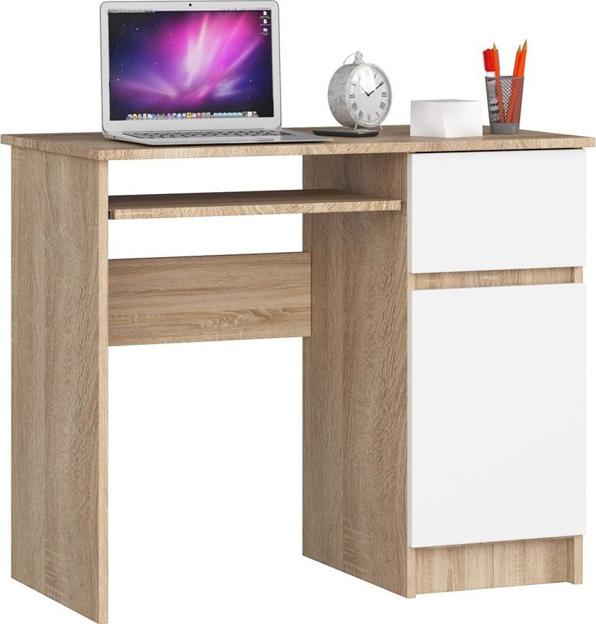 Elior Biurko dąb sonoma - biały z półkami Strit 4X