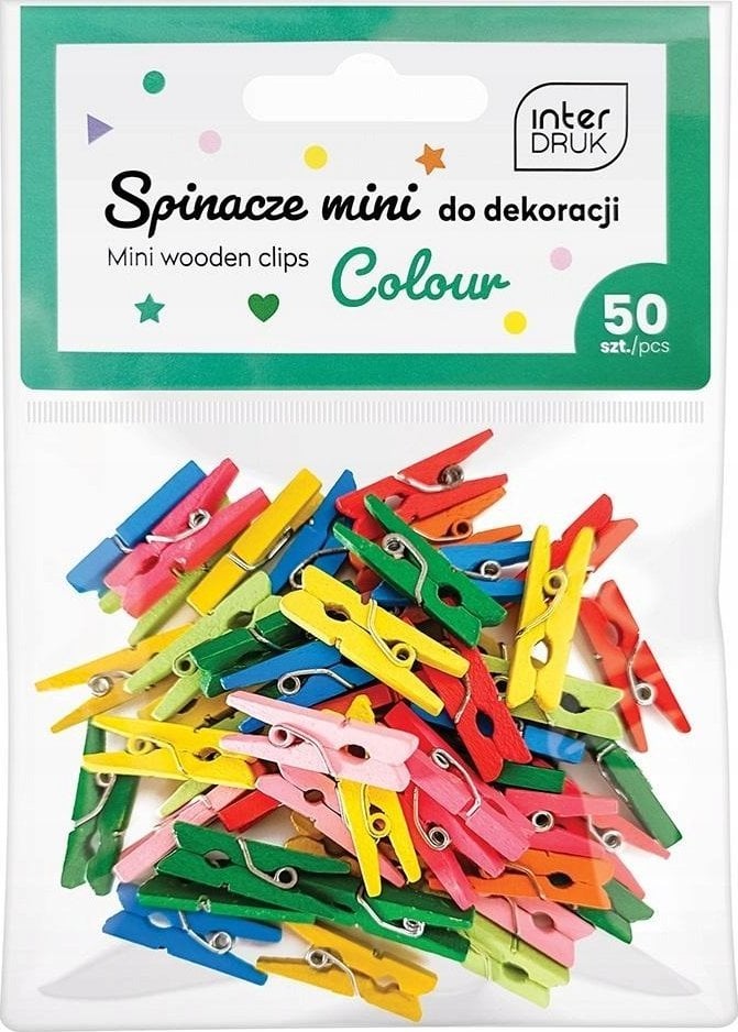 Kolorowe spinacze do dekoracji mini 50szt