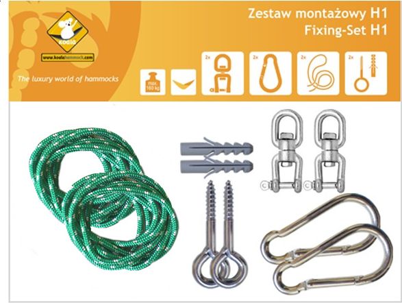 Koala Zestaw montażowy H1 do hamaków, zielony (koala/zh1_16)