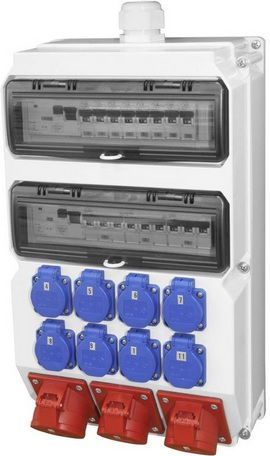 PCE Rozdzielnica stacjonarna SUWAŁKI 32A/5P 3x16A/5P 5xGS bez zabezpieczeń IP44 (90277515W)