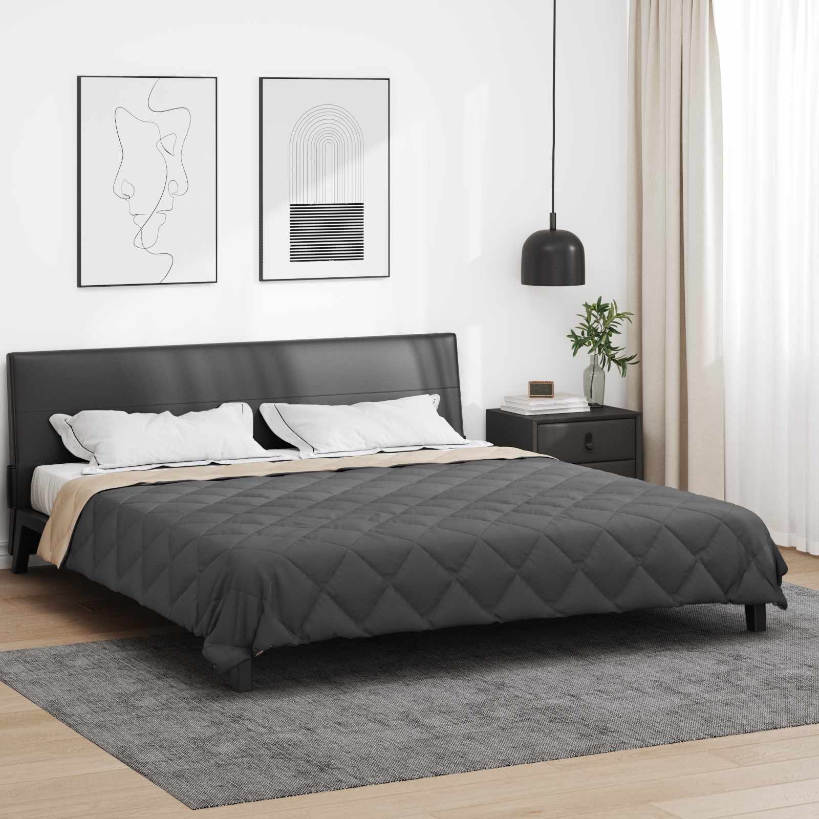 vidaXL Kołdra na cały rok Antracyt i Taupe 240 x 260 cm Mikrofibra