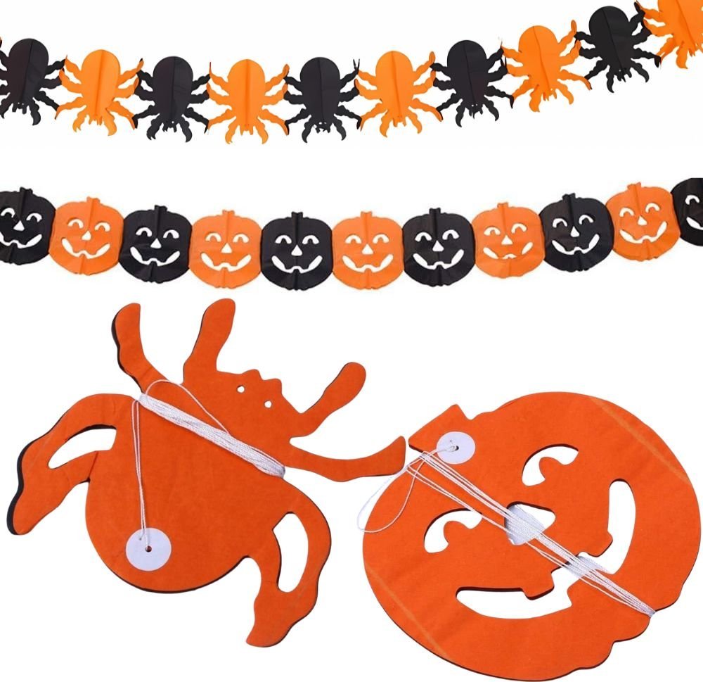 Verk Girlanda dekoracyjna na halloween dynia/pająk papierowa długa 3 metry Girlanda dekoracyjna na halloween dynia/pająk papierowa długa 3 metry