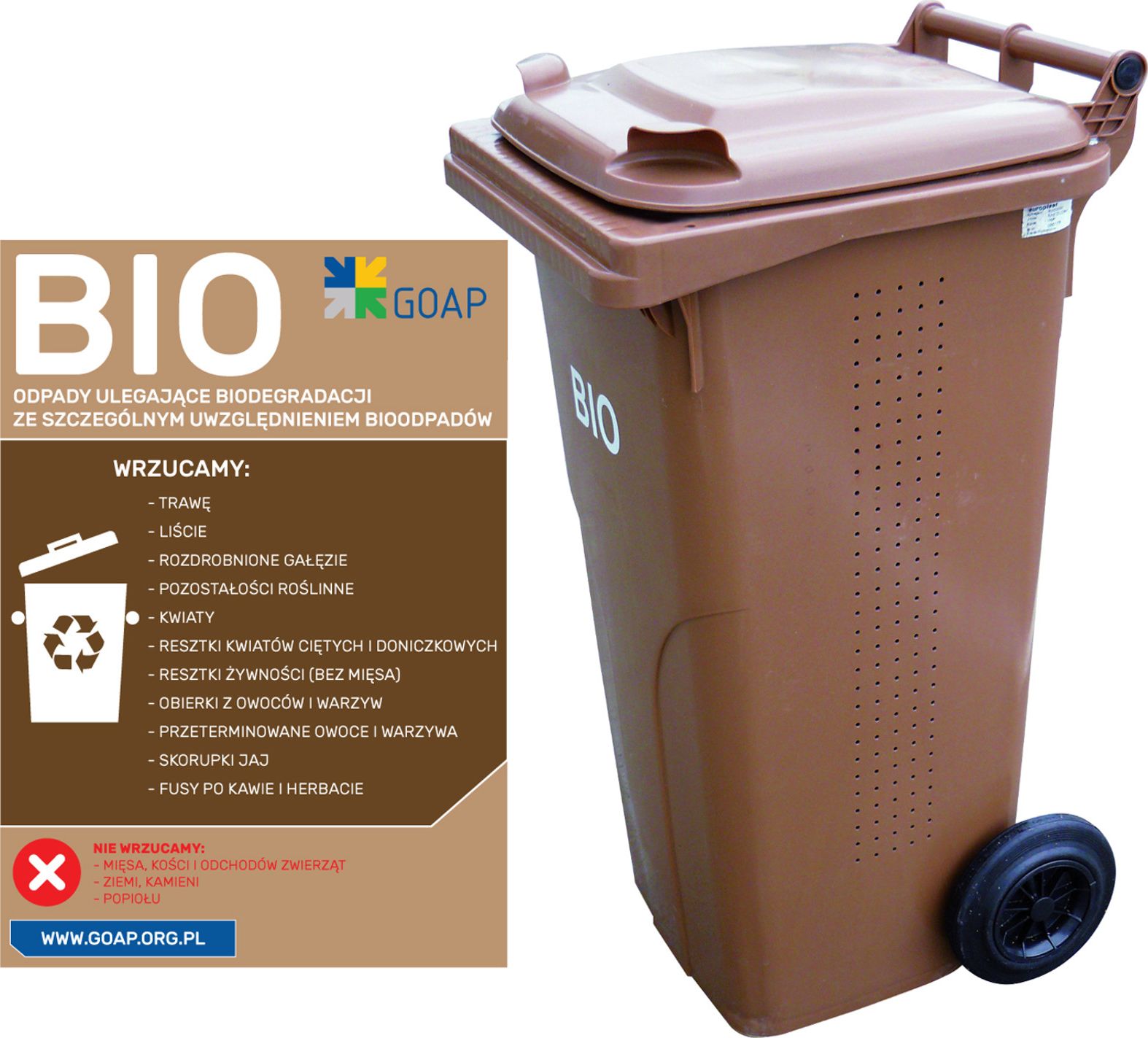 Europlast Pojemnik kubeł kosz na odpady i śmieci Europlast Austria - brązowy 120L BIO + RUSZT