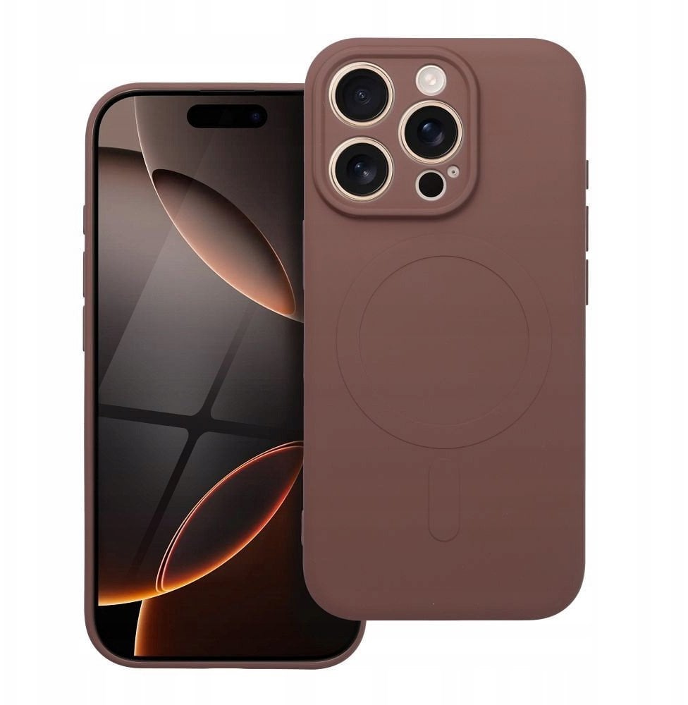 Futerał SILICONE MAG COVER kompatybilny z MagSafe do IPHONE 16 Pro brązowy