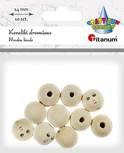 Titanum Koraliki drewniane okrągłe z twarzą 10szt