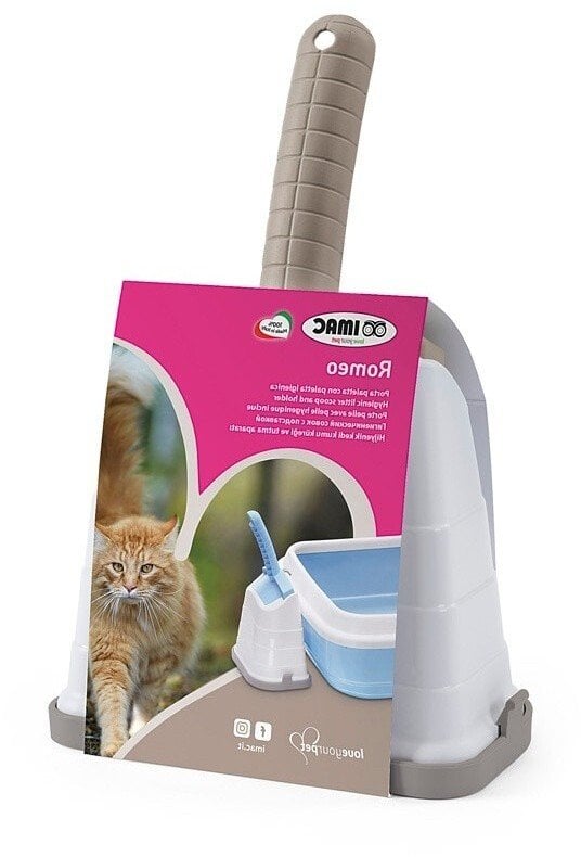 Romeo, łopatka do kuwety, ze stojakiem, ciemnobeżowa, 17,5x11x28