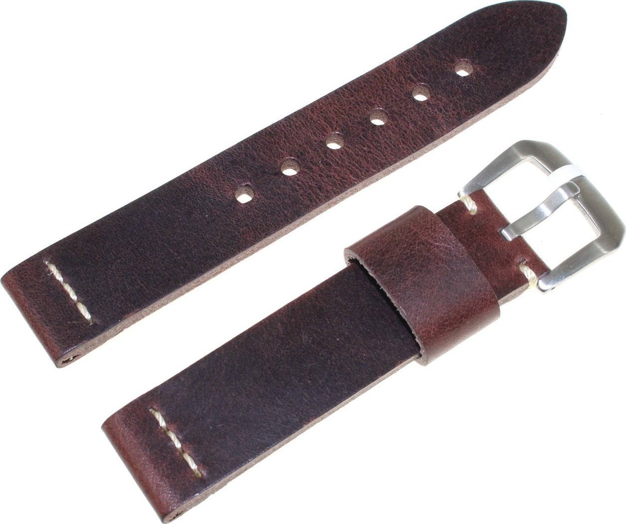 JVD Skórzany pasek do zegarka 20 mm JVD R41102-20 ciemnobrązowy