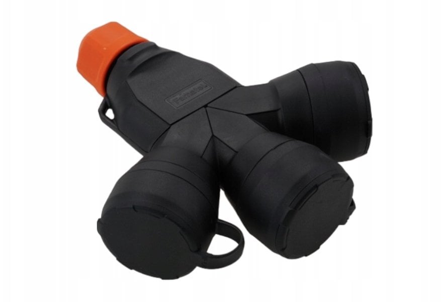 FAMATEL Rozgałęźnik gumowy 3 gniazda trójnik 16A 3P 250V IP54 3P – gumowy dławik 188F