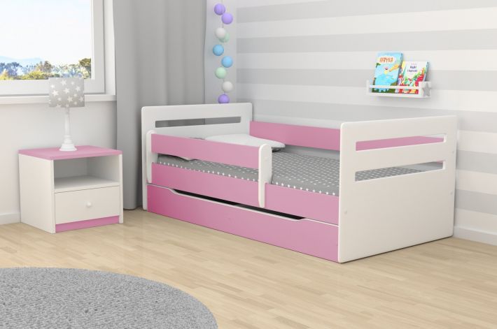 Kocot Kids Łóżko TOMI różowe dla dzieci z barierką polskie Kocot Kids
