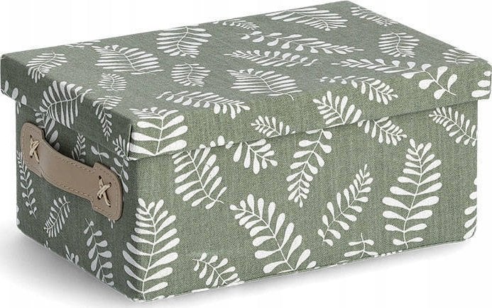 Zeller Pudełko do przechowywania z pokrywką, bawełniane, motyw liści