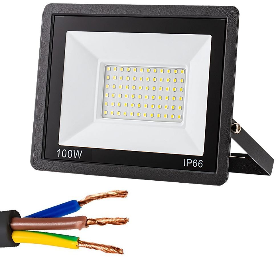 Naświetlacz halogen reflektor led 100w 6000k zewnętrzny wodoodporny ip66