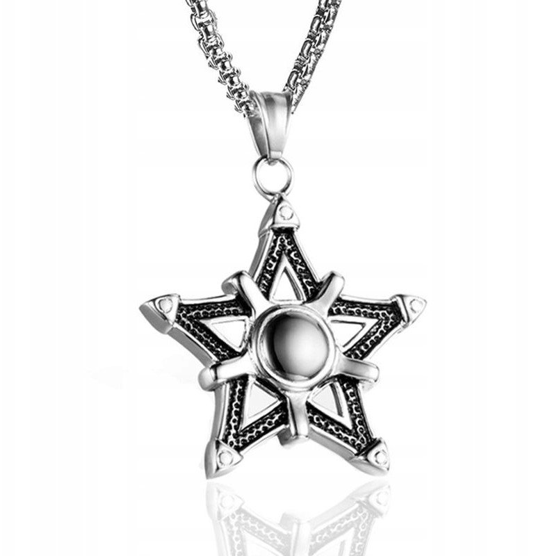 NASZYJNIK Srebrny Stal Łańcuszek GWIAZDA 312