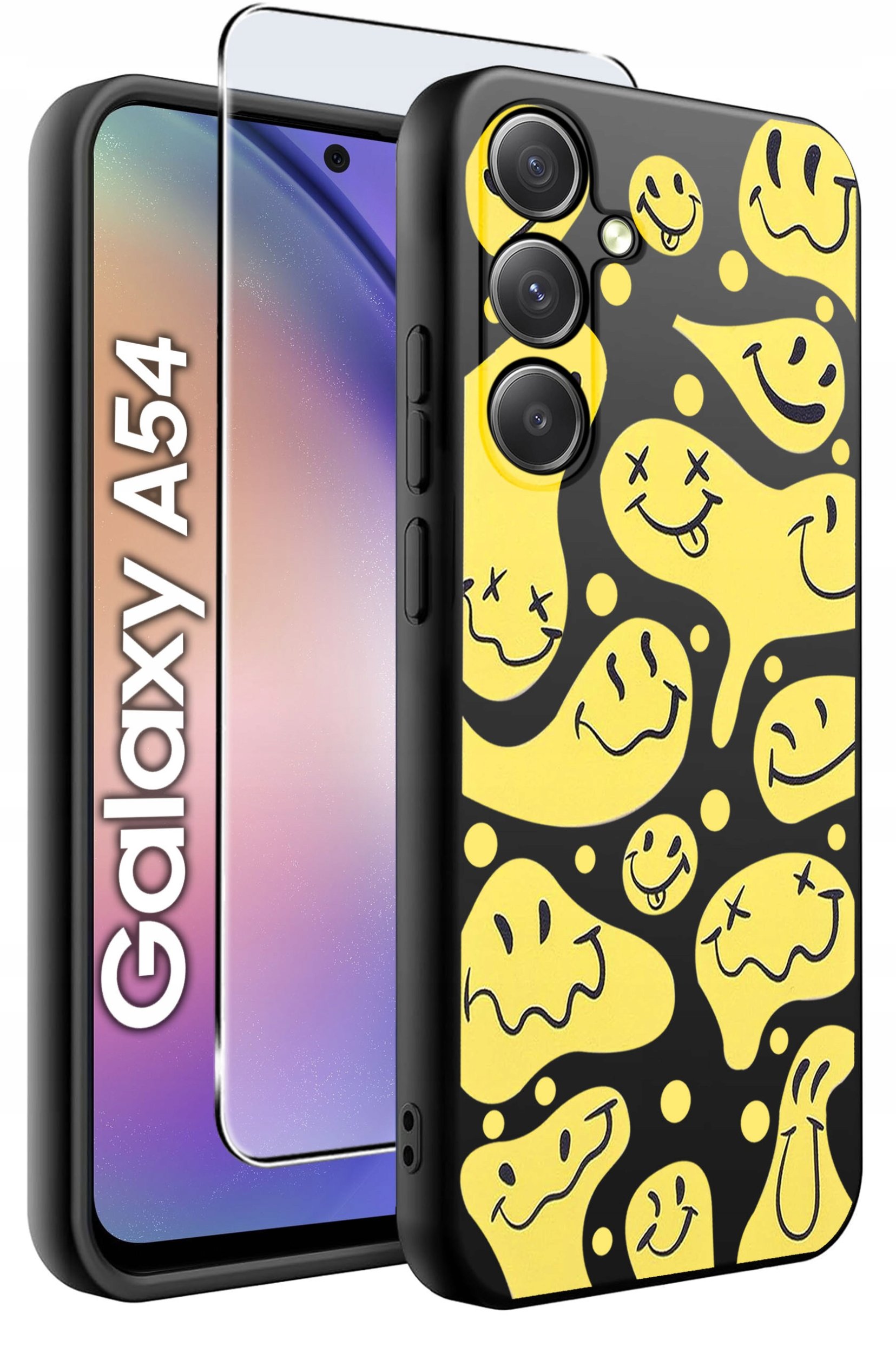 ETUI do Samsung A54 5G WZORY | SILIKONOWE MATT CASE + SZKŁO 9H